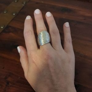 Bold Statement Textured Silver Toned Ring